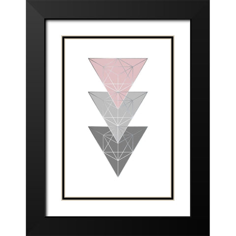 Pink Grey 3 Black Modern Wood Framed Art Print with Double Matting by Urban Epiphany