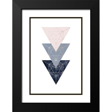 Pink Navy 3 Black Modern Wood Framed Art Print with Double Matting by Urban Epiphany