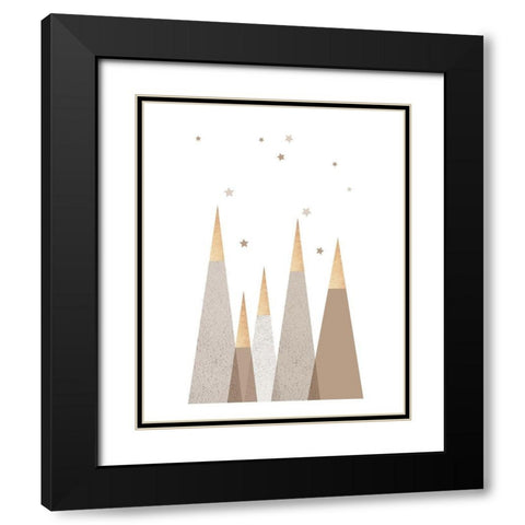 Beige Mountains 3 Black Modern Wood Framed Art Print with Double Matting by Urban Epiphany