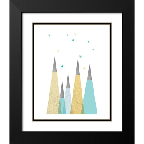 Teal Yellow Mountains 3 Black Modern Wood Framed Art Print with Double Matting by Urban Epiphany