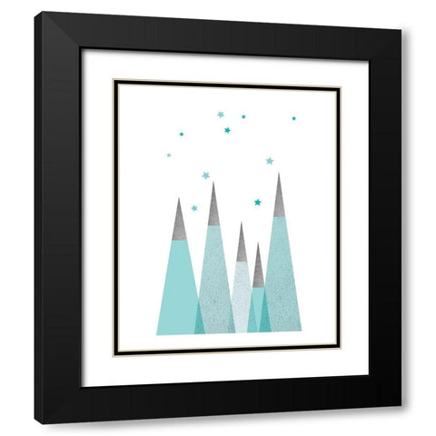 Teal Mountains 1 Black Modern Wood Framed Art Print with Double Matting by Urban Epiphany