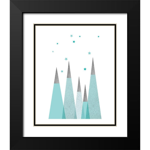 Teal Mountains 1 Black Modern Wood Framed Art Print with Double Matting by Urban Epiphany