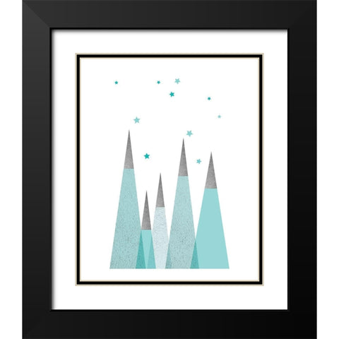 Teal Mountains 3 Black Modern Wood Framed Art Print with Double Matting by Urban Epiphany