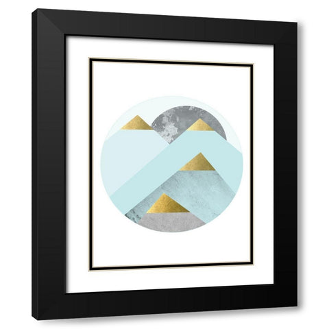 Turquoise Gold Mountains Black Modern Wood Framed Art Print with Double Matting by Urban Epiphany