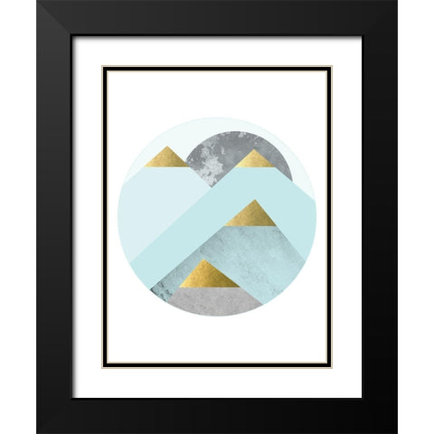 Turquoise Gold Mountains Black Modern Wood Framed Art Print with Double Matting by Urban Epiphany