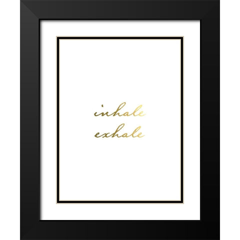 Inhale Exhale Gold Black Modern Wood Framed Art Print with Double Matting by Urban Epiphany