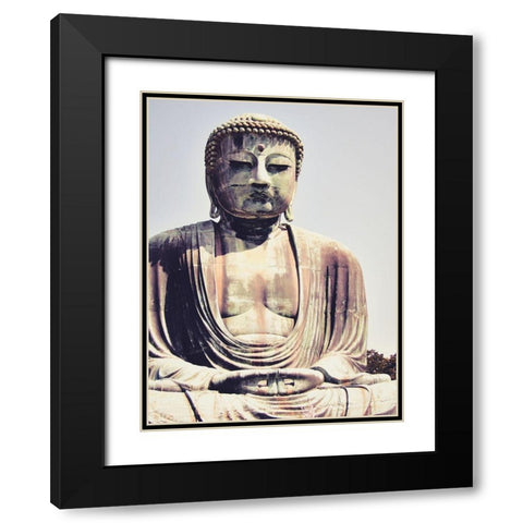 Buddha Good Morning Black Modern Wood Framed Art Print with Double Matting by Urban Epiphany
