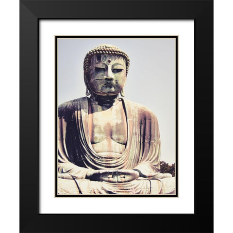 Buddha Good Morning Black Modern Wood Framed Art Print with Double Matting by Urban Epiphany