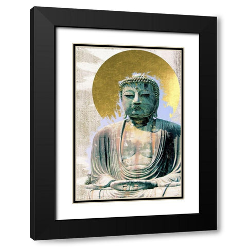Japanese Buddha with Halo Black Modern Wood Framed Art Print with Double Matting by Urban Epiphany