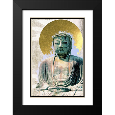 Japanese Buddha with Halo Black Modern Wood Framed Art Print with Double Matting by Urban Epiphany