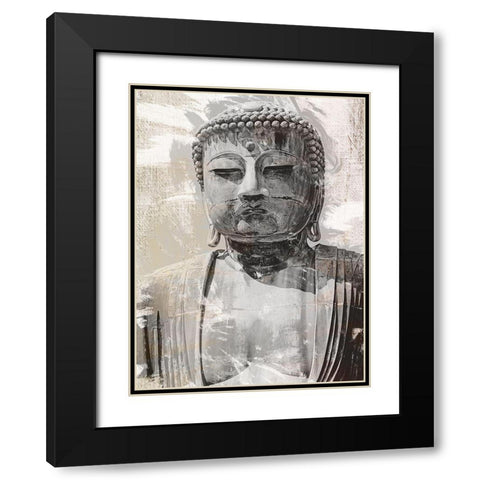 Japanese Buddha Close Up Black Modern Wood Framed Art Print with Double Matting by Urban Epiphany