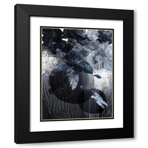 Shattered Abstract 1 Black Modern Wood Framed Art Print with Double Matting by Urban Epiphany