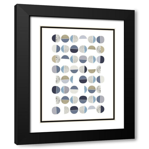MidCentury Navy Taupe 7 Black Modern Wood Framed Art Print with Double Matting by Urban Epiphany