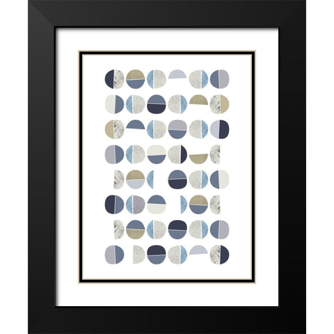 MidCentury Navy Taupe 7 Black Modern Wood Framed Art Print with Double Matting by Urban Epiphany