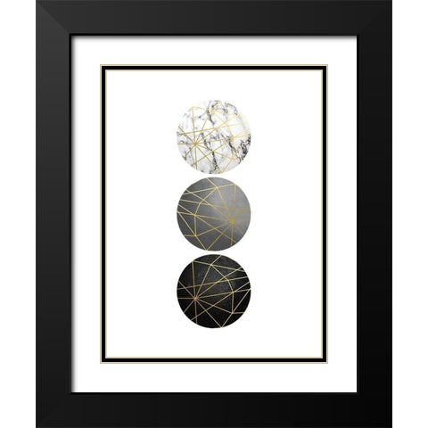 3 Circles Black Modern Wood Framed Art Print with Double Matting by Urban Epiphany