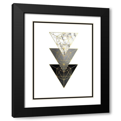 3 Triangles Black Modern Wood Framed Art Print with Double Matting by Urban Epiphany