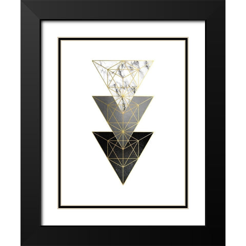 3 Triangles Black Modern Wood Framed Art Print with Double Matting by Urban Epiphany