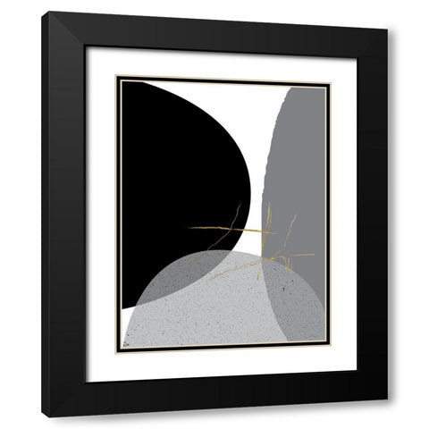 Black Gold Minimalist 1 Black Modern Wood Framed Art Print with Double Matting by Urban Epiphany