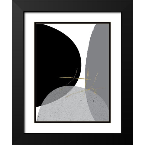 Black Gold Minimalist 1 Black Modern Wood Framed Art Print with Double Matting by Urban Epiphany