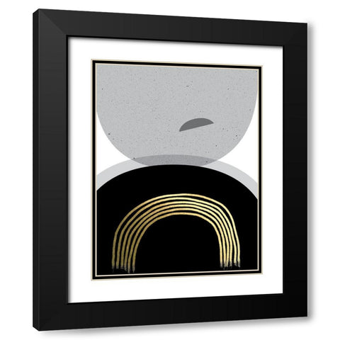 Black Gold Minimalist 2 Black Modern Wood Framed Art Print with Double Matting by Urban Epiphany