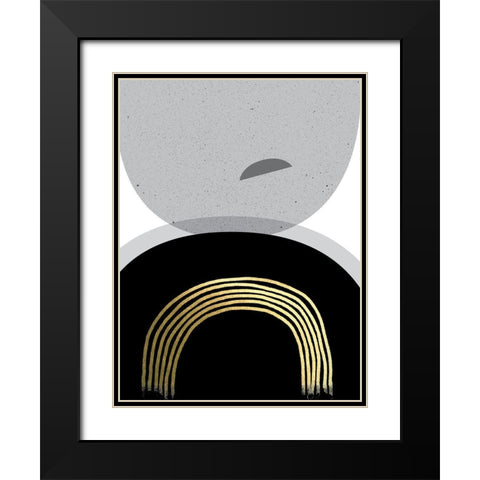 Black Gold Minimalist 2 Black Modern Wood Framed Art Print with Double Matting by Urban Epiphany