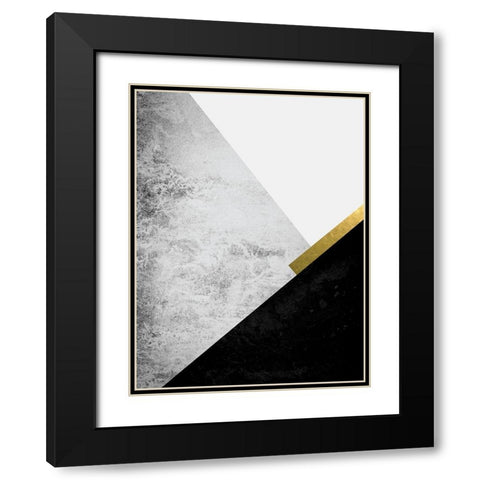Black Grey Gold Mountains 1 Black Modern Wood Framed Art Print with Double Matting by Urban Epiphany