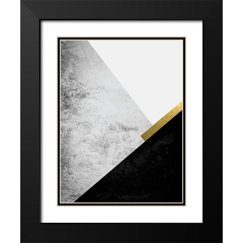 Black Grey Gold Mountains 1 Black Modern Wood Framed Art Print with Double Matting by Urban Epiphany