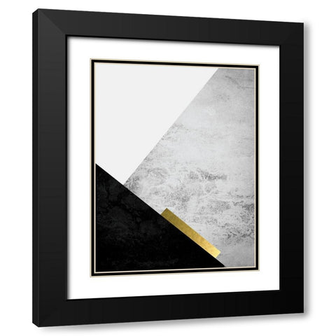 Black Grey Gold Mountains 3 Black Modern Wood Framed Art Print with Double Matting by Urban Epiphany