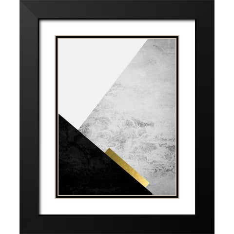 Black Grey Gold Mountains 3 Black Modern Wood Framed Art Print with Double Matting by Urban Epiphany