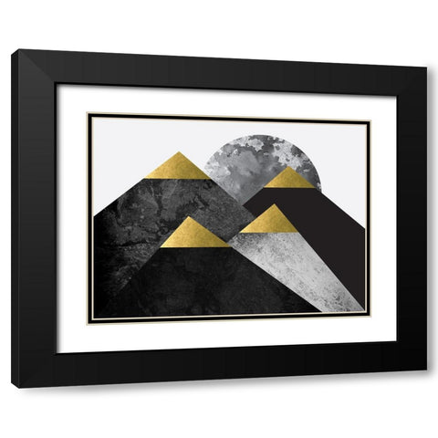 Black and Gold Mountains 2 Black Modern Wood Framed Art Print with Double Matting by Urban Epiphany