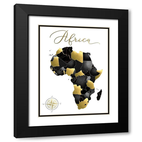 Black Grey Gold Geo Black Modern Wood Framed Art Print with Double Matting by Urban Epiphany