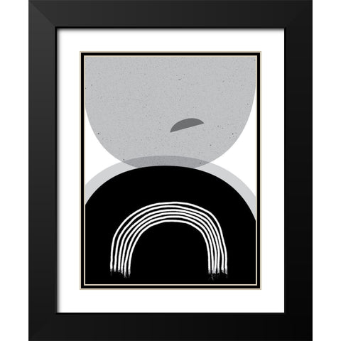 Black Grey Minimalist 2 Black Modern Wood Framed Art Print with Double Matting by Urban Epiphany