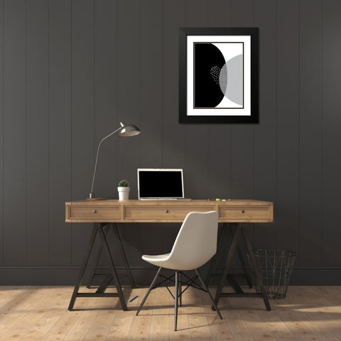 Black Grey Minimalist 3 Black Modern Wood Framed Art Print with Double Matting by Urban Epiphany