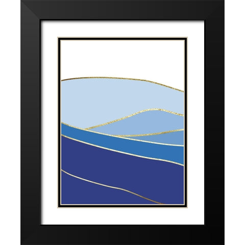 Blue Landscape 1 Black Modern Wood Framed Art Print with Double Matting by Lula Bijoux and Company