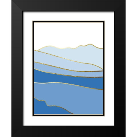 Blue Landscape 3 Black Modern Wood Framed Art Print with Double Matting by Lula Bijoux and Company