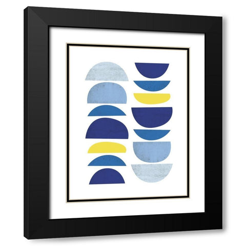 Blue Yellow Modern 1 Black Modern Wood Framed Art Print with Double Matting by Lula Bijoux and Company