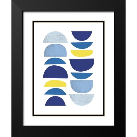 Blue Yellow Modern 1 Black Modern Wood Framed Art Print with Double Matting by Lula Bijoux and Company