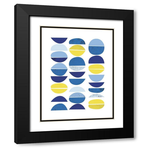 Blue Yellow Modern 5 Black Modern Wood Framed Art Print with Double Matting by Lula Bijoux and Company