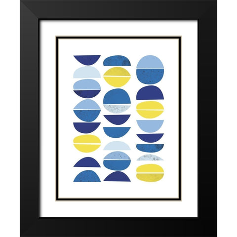 Blue Yellow Modern 5 Black Modern Wood Framed Art Print with Double Matting by Lula Bijoux and Company