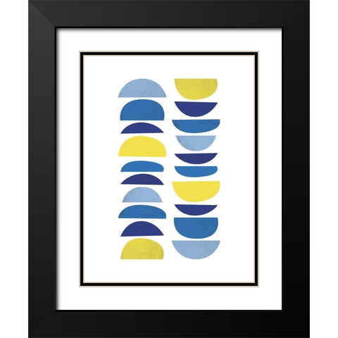 Blue Yellow Modern 6 Black Modern Wood Framed Art Print with Double Matting by Lula Bijoux and Company