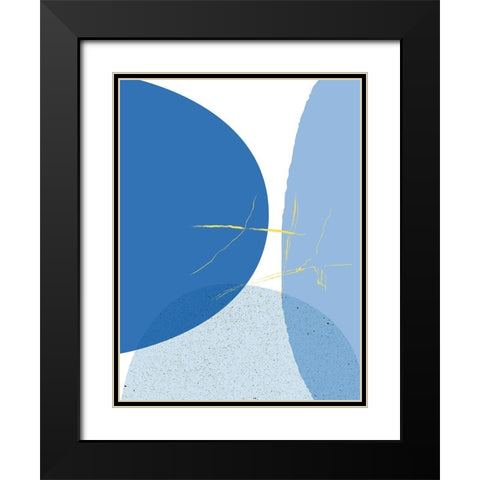 Blue Yellow Minimalist 1 Black Modern Wood Framed Art Print with Double Matting by Lula Bijoux and Company