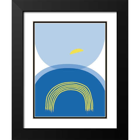 Blue Yellow Minimalist 2 Black Modern Wood Framed Art Print with Double Matting by Lula Bijoux and Company