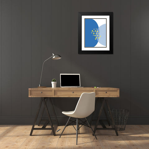 Blue Yellow Minimalist 3 Black Modern Wood Framed Art Print with Double Matting by Lula Bijoux and Company