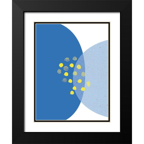 Blue Yellow Minimalist 3 Black Modern Wood Framed Art Print with Double Matting by Lula Bijoux and Company