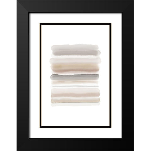 Watercolor Stripes Black Modern Wood Framed Art Print with Double Matting by Urban Epiphany