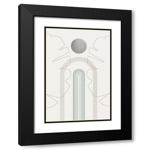 Mid Century Modern Gray Moon 1 Black Modern Wood Framed Art Print with Double Matting by Urban Epiphany