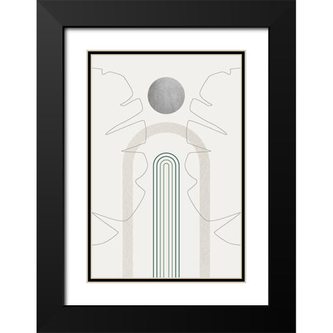 Mid Century Modern Gray Moon 1 Black Modern Wood Framed Art Print with Double Matting by Urban Epiphany