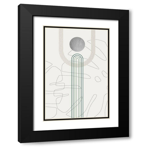 Mid Century Modern Gray Moon 2 Black Modern Wood Framed Art Print with Double Matting by Urban Epiphany