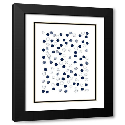 Navy Blue Watercolor Daubs Black Modern Wood Framed Art Print with Double Matting by Urban Epiphany