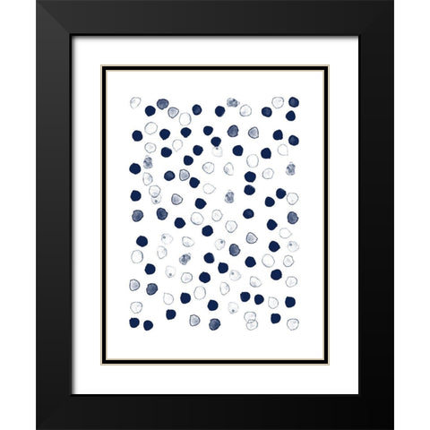 Navy Blue Watercolor Daubs Black Modern Wood Framed Art Print with Double Matting by Urban Epiphany